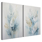 Modulaire canvasprint Schilderij van veren en bladeren