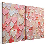 Modulaire canvasprint Collage van roze en witte hartjes