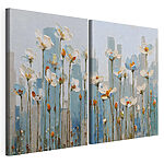 Modulaire canvasprint Schilderij van bloemen in een stad