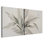 Modulaire canvasprint Schilderij van bladeren op een muur