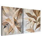 Modulaire canvasprint Zachte tinten en abstracte bladmotieven