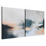 Modulaire canvasprint Schilderij van een meer en een boom