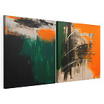 Modulaire canvasprint Twee kunstwerken in oranje en zwart