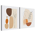 Modulaire canvasprint Een paar schilderijen van een vrouw en een plant