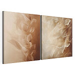 Modulaire canvasprint Zachte, golvende bladeren in warme tinten