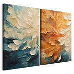 Modulaire canvasprint Twee afbeeldingen van bloemen op een doek