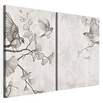 Modulaire canvasprint Twee vogels op een tak
