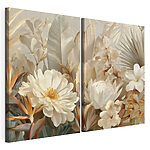 Modulaire canvasprint Elegante bloemen in zachte, warme tinten