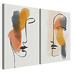 Modulaire canvasprint Twee gezichten getekend op papier