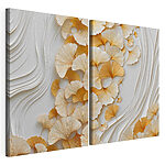 Modulaire canvasprint Fijne ginkgobladeren in zachte tinten