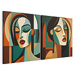 Modulaire canvasprint Twee afbeeldingen van het gezicht van een vrouw