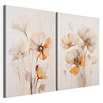 Modulaire canvasprint Schilderij van bloemen op een witte ondergrond