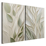 Modulaire canvasprint Elegante bladmotieven in zachte tinten