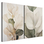 Modulaire canvasprint Fijne blaadjes in zachte tinten