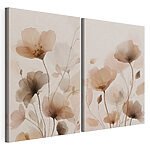 Modulaire canvasprint Verfijnde bloemen in zachte tinten