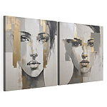Modulaire canvasprint Schilderij van het gezicht van een vrouw