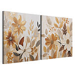 Modulaire canvasprint Schilderij van bloemen en bladeren