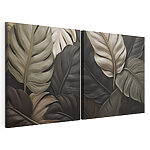 Modulaire canvasprint - Elegante bladeren in subtiele tinten