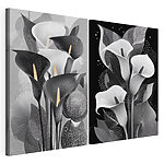 Modulaire canvasprint Abstracte bloemenelegantie in zwart-wit