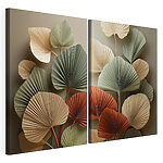 Modulaire canvasprint Fijne blaadjes in zachte tinten