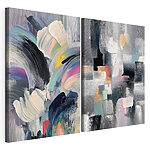 Modulaire canvasprint Abstracte penseelstreken in levendige kleuren