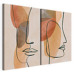 Modulaire canvasprint Abstracte gezichten in zachte kleuren
