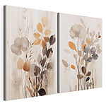 Modulaire canvasprint Schilderij van bloemen en bladeren