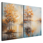 Modulaire canvasprint Schilderij van bomen in het water