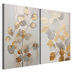 Modulaire canvasprint Fijne blaadjes in zachte kleuren