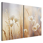 Modulaire canvasprint Delicate bloemen in zacht zonlicht