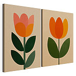 Modulaire canvasprint Een paar bloemen met bladeren