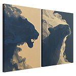 Modulaire canvasprint Collage van een leeuw