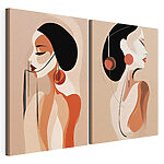 Modulaire canvasprint Vrouw met zwart haar en oorbellen