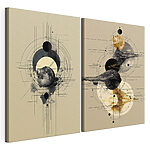 Modulaire canvasprint Twee afbeeldingen van planeten en cirkels