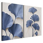 Modulaire canvasprint Fijne blauwe blaadjes op een zachte achtergrond