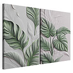 Modulaire canvasprint Elegante bladeren in zachte, subtiele tinten