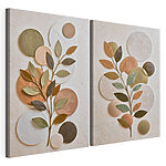 Modulaire canvasprint Collage van een plant met bladeren en cirkels