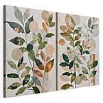 Modulaire canvasprint Schilderij van bladeren en cirkels