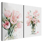 Modulaire canvasprint Een paar roze bloemen in een vaas