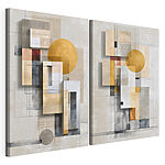 Modulaire canvasprint Schilderij met geometrische vormen en cirkels