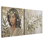 Modulaire canvasprint Schilderij van een vrouw met bloemen