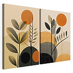 Modulaire canvasprint Twee afbeeldingen van planten en cirkels
