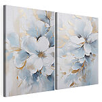 Modulaire canvasprint Verfijnde bloemen in zachte blauwe tinten