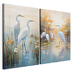 Modulaire canvasprint Een paar witte vogels in het water