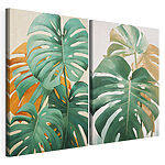 Modulaire canvasprint Levendige tropische bladeren in harmonie
