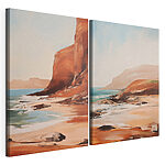 Modulaire canvasprint Schilderij van een strand en een rotsachtige klif