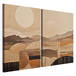 Modulaire canvasprint Schilderij van heuvels en de zon