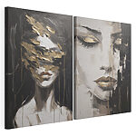 Modulaire canvasprint Mysterieuze gezichten in de abstracte kunst