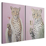 Modulaire canvasprint Schilderij van een cheeta met een glas wijn in zijn poot