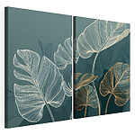 Modulaire canvasprint Speelse bladeren in zachte tinten